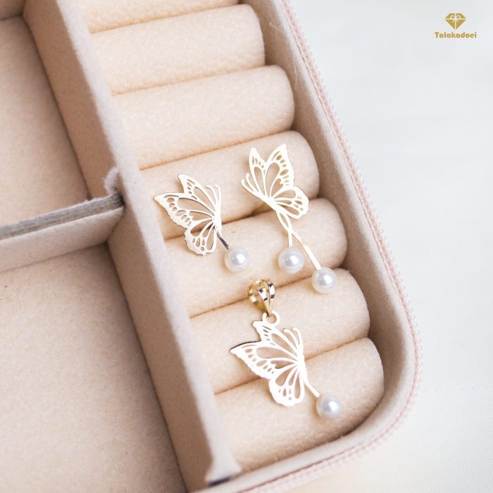 نیمست طلا پروانه مرواریدی - Image 2