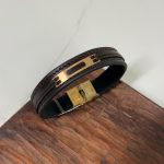دستبند چرم و طلا کد 3042