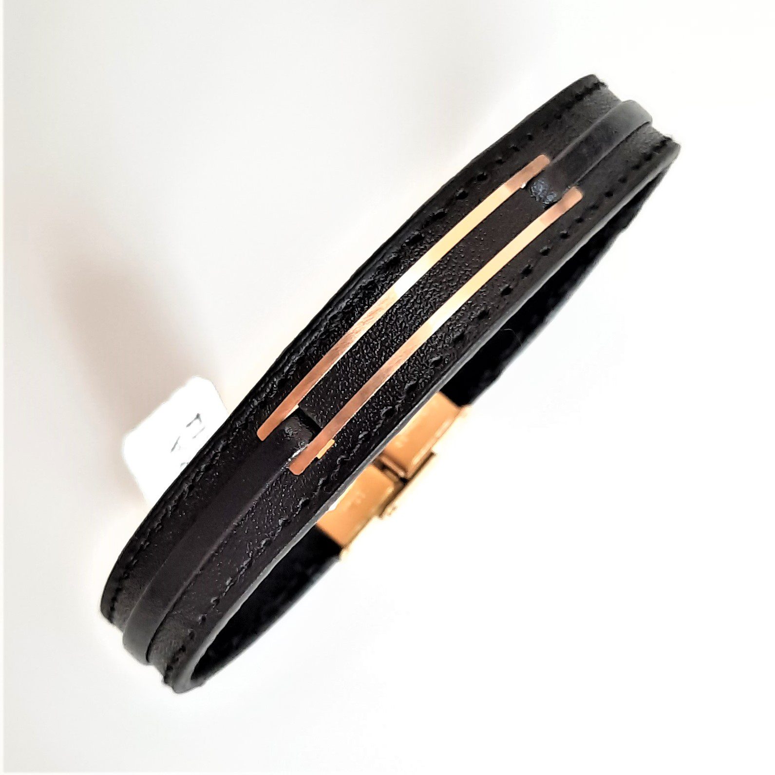 20230610_153206 دستبند چرم و طلا کد 223 - Image 1