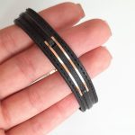 دستبند چرم و طلا کد 223 - Image 2