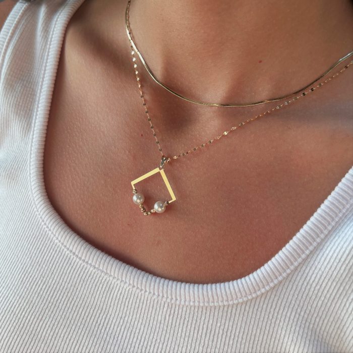 پلاک طلا مروارید البرنادو مربع - Image 2