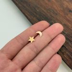 گوشواره میخی ماه و ستاره لیزری - Image 2