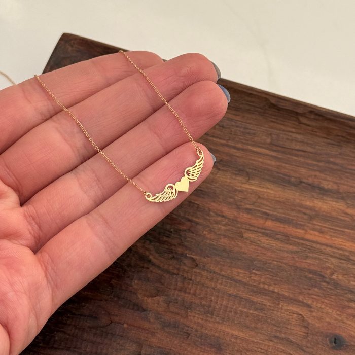 گردنبند طلا قلب و بال کوچیک - Image 2