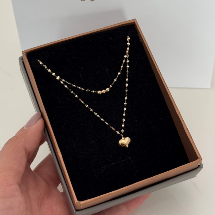 گردنبند دو رج گوی قلب لوکس - Image 2