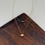 گردنبند دو رج گوی قلب لوکس