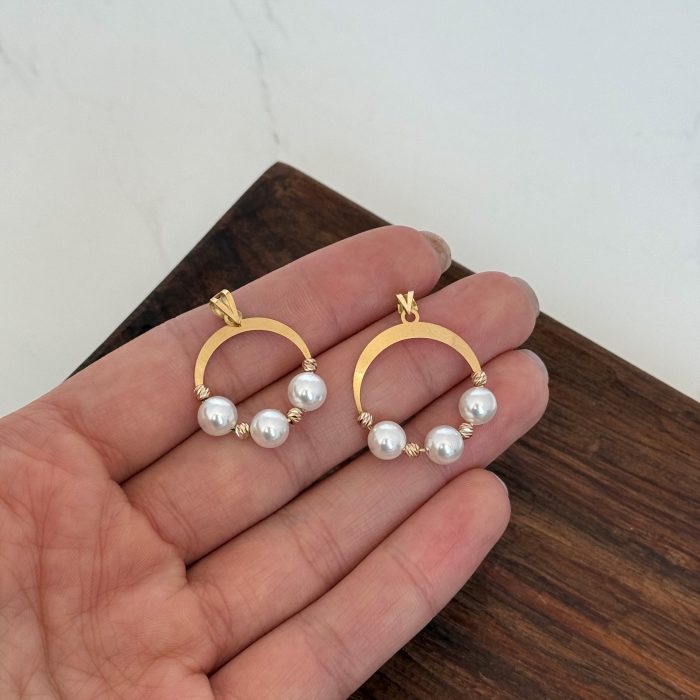 پلاک طلا مروارید البرنادو دایره - Image 4