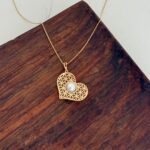 پلاک طلا قلب مرواریدی کد 582