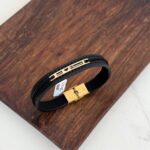 دستبند چرم و طلا کد 2064