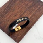 دستبند چرم و طلا کد 2062