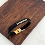 دستبند چرم و طلا کد 2066