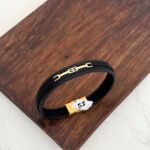 دستبند چرم و طلا کد 2068