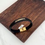 دستبند چرم و طلا کد 2075