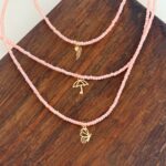 گردنبند سنگی فانتزی صورتی کد 251