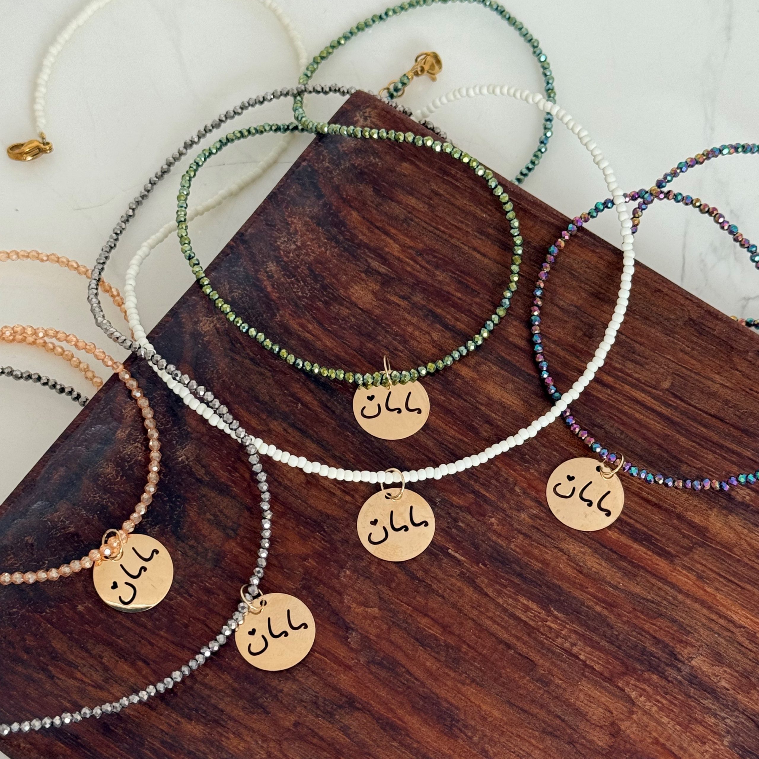 IMG_1737 (1) گردنبند سنگی فانتزی طرح مامان سکه ای - Image 1