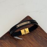 دستبند چرم و طلا کد 240