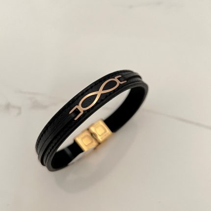 دستبند چرم و طلا کد 211