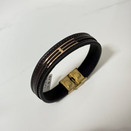 دستبند چرم و طلا کد 256