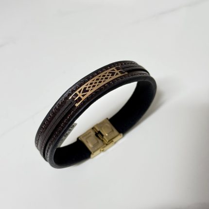 دستبند چرم و طلا کد 226