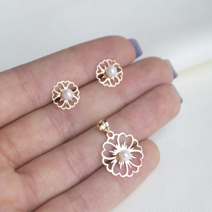 نیمست طلا گل مرواریدی 03 - Image 3