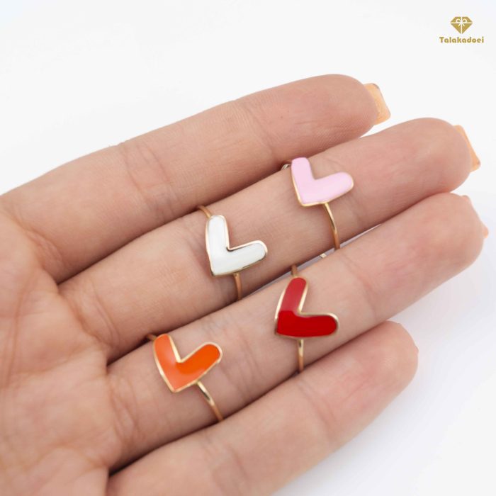 انگشتر طلا قلب مینا کاری - Image 2