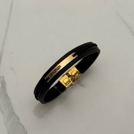 دستبند چرم و طلا کد 3055