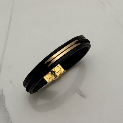 دستبند چرم و طلا کد 259