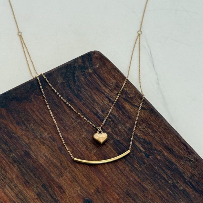 گردنبند دو رج قلب و مفتول - Image 2