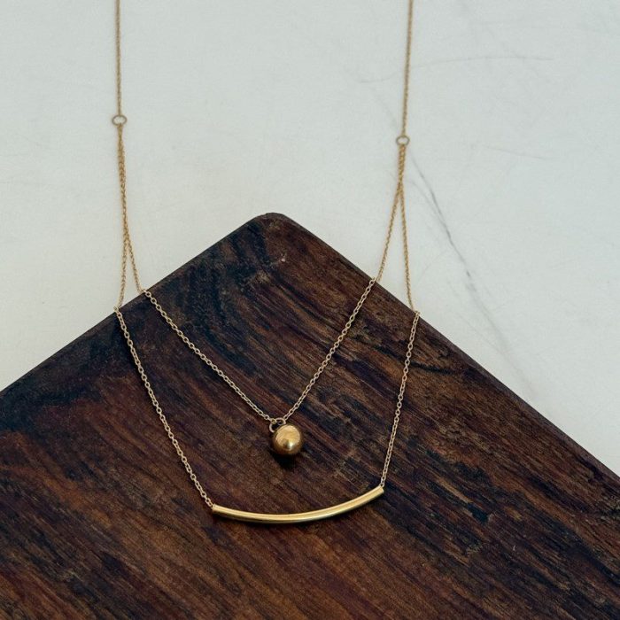 گردنبند دو رج گوی و مفتول - Image 2