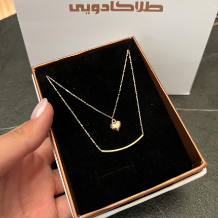 گردنبند دو رج قلب و مفتول