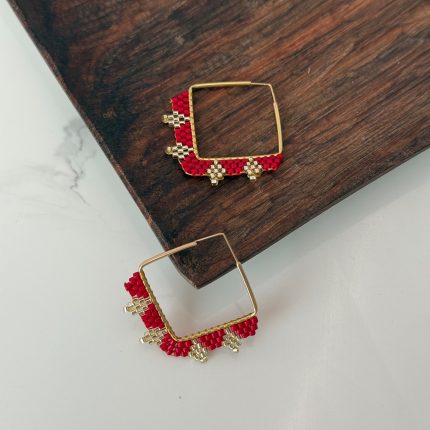 گوشواره مربع میوکی قرمز کد021