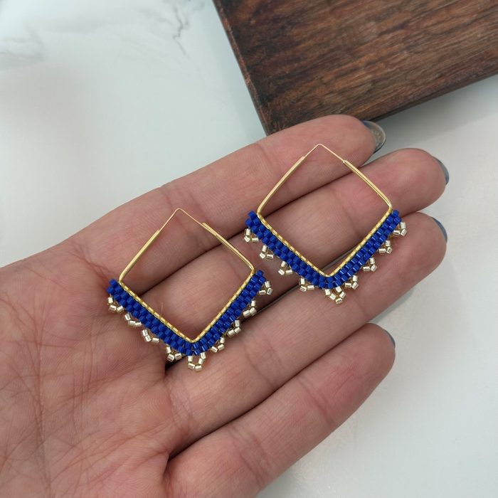 گوشواره مربع میوکی آبی کد025 - Image 2