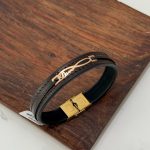 دستبند چرم و طلا بی نهایت لاو کد 2059