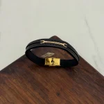 دستبند چرم و طلا کد 2057