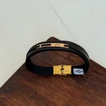 دستبند چرم و طلا کد 3042