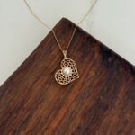 پلاک طلا قلب مرواریدی کد 580