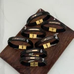 دستبند چرم و طلا 2070