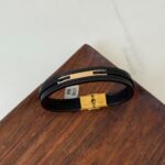 دستبند چرم و طلا کد 3044