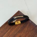 دستبند چرم و طلا کد 3047