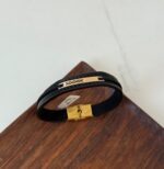 دستبند چرم و طلا کد 3045