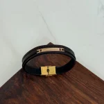 دستبند چرم و طلا کد 2074