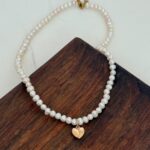 گردنبند طلا مروارید پرورشی قلب اوریگامی