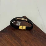 دستبند چرم و طلا کد 2060