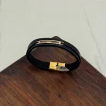 دستبند چرم و طلا کد 3049