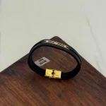 دستبند چرم و طلا کد 2072