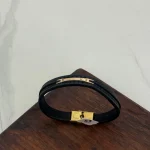 دستبند چرم و طلا کد 3046