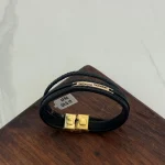 دستبند چرم و طلا کد 3047 - Image 2