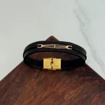 دستبند چرم و طلا کد 4016