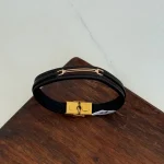 دستبند چرم و طلا کد 4019