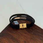 دستبند چرم و طلا کد 4013