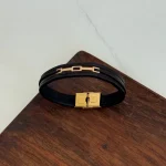 دستبند چرم و طلا کد 4027